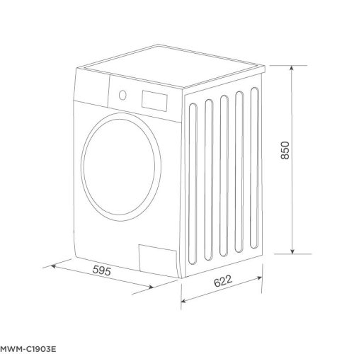 Máy giặt quần áo Malloca MWM-C1903E 3 Kích thước máy giặt quần áo Malloca MWM-C1903E