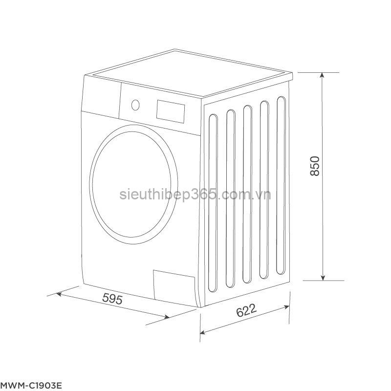 Kích thước máy giặt quần áo Malloca MWM-C1903E Kích thước máy giặt quần áo Malloca MWM-C1903E
