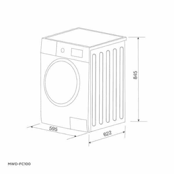 Kích thước của Máy giặt sấy kết hợp Malloca MWD-FC100 Kích thước của Máy giặt sấy kết hợp Malloca MWD-FC100