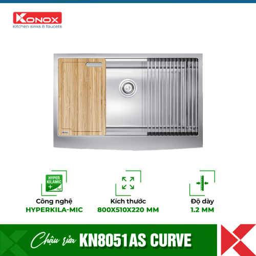Chậu rửa bát Konox Workstation - Apron Sink KN8051AS Curve