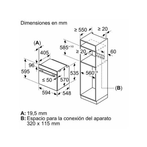 Kích thước lò nướng Bosch HRA512ES0
