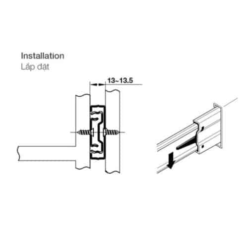Ray bi giảm chấn 500mm Hafele 494.02.075 3 Ray bi giảm chấn 500mm Hafele 494.02.075