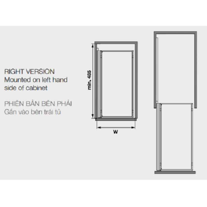 Bộ 2 rổ Arena Comfort II, 400mm, Hafele 545.53.764 mở phải Bộ 2 rổ Arena Comfort II, 400mm, Hafele 545.53.764 mở phải