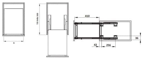 Bộ rổ dao thớt, chai lọ Sonata Hafele 549.20.211 mạ chrome 3 Kích thước của Bộ rổ dao thớt, chai lọ Sonata Hafele 549.20.211 mạ chrome