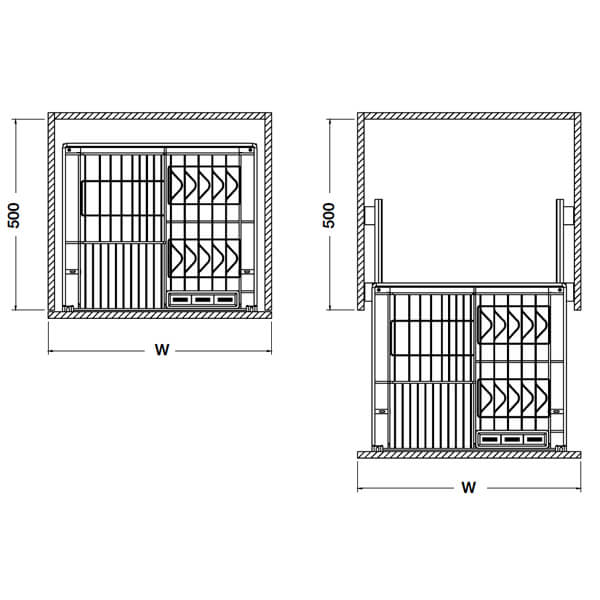 Kích thước của Bộ rổ kéo đựng chén đĩa gắn cánh rộng 900 Verona Hafele 549.03.156 Kích thước của Bộ rổ kéo đựng chén đĩa gắn cánh rộng 900 Verona Hafele 549.03.156