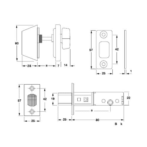 Khoá cóc 1 đầu chìa 1 đầu vặn Hafele - loại nhỏ 911.22.395 5 Kích thước của Khoá cóc 1 đầu chìa 1 đầu vặn Hafele - loại nhỏ 911.22.395