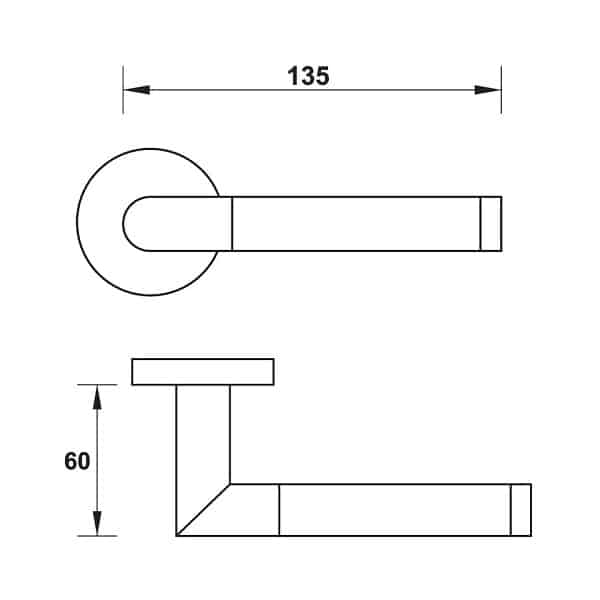 Kích thước của Tay nắm gạt cửa phòng Hafele 903.99.368 Kích thước của Tay nắm gạt cửa phòng Hafele 903.99.368