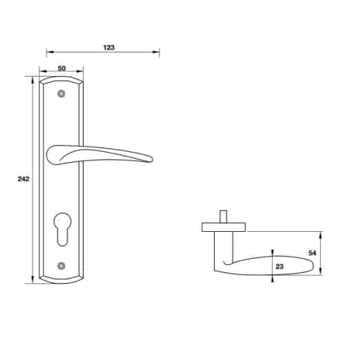 Tay nắm gạt đế dài C/C 72mm Hafele 903.98.473 3 Kích thước của Tay nắm gạt đế dài C/C 72mm Hafele 903.98.473