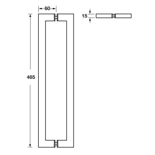 Kích thước của Tay nắm kéo vuông L465mm Hafele 499.68.038