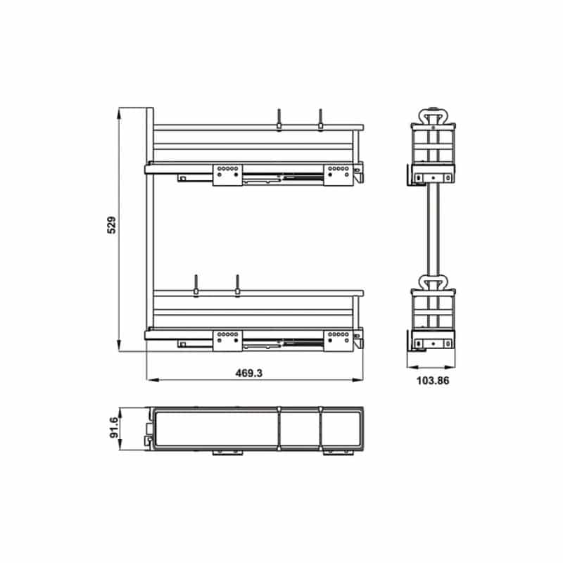 Bộ rổ gia vị Hafele Omero 549.20.891 200mm (trái) Bộ rổ gia vị Hafele Omero 549.20.891 200mm (trái)
