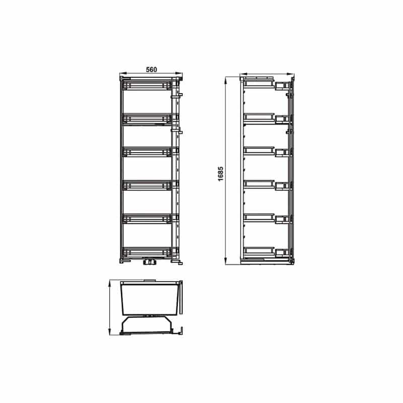 Bộ rổ Hafele Kara Swing 548.65.862 6 tầng 600mm Bộ rổ Hafele Kara Swing 548.65.862 6 tầng 600mm