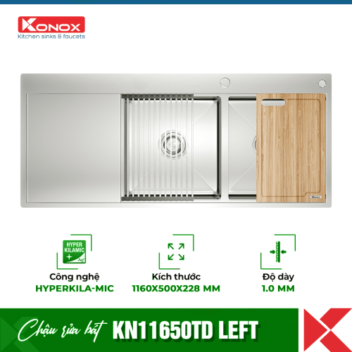 Chậu rửa bát Konox Workstation - Topmount Sink KN11650TD - Bàn trái