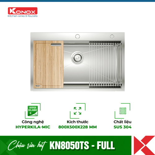 Chậu rửa bát Konox Workstation - Topmount Sink KN8050TS(full phụ kiện)