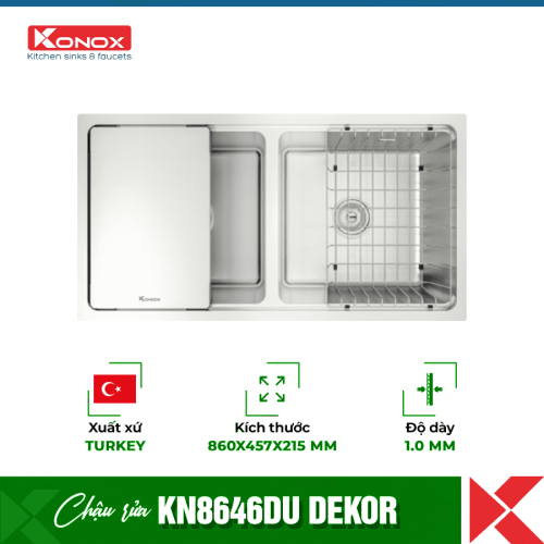 Chậu rửa bát Konox Workstation - Undermount Sink KN8646DU Dekor