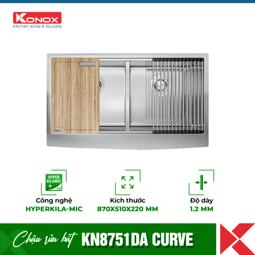 Chậu rửa bát Konox Workstation - Apron Sink KN8751DA Curve