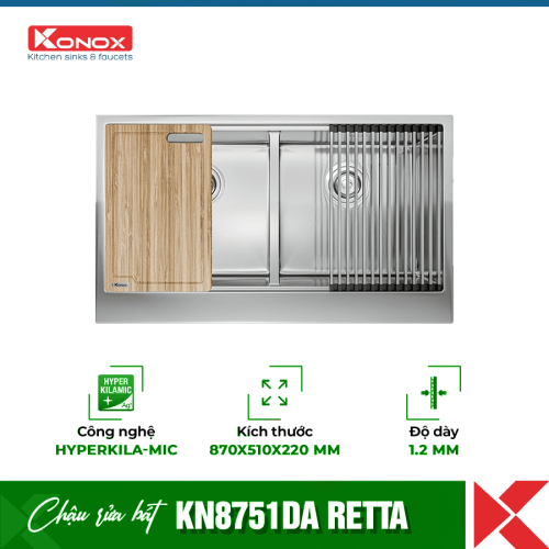 Chậu rửa bát Konox Workstation - Apron Sink KN8751DA Retta