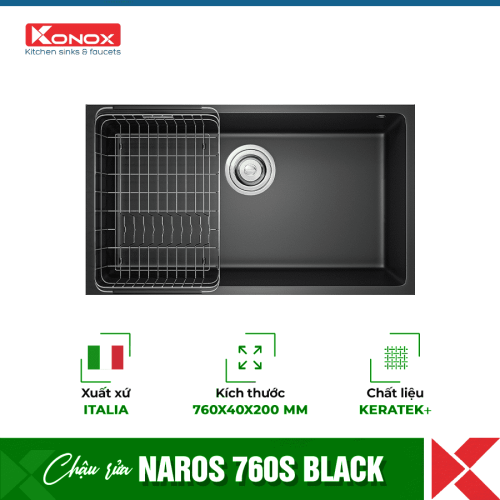 Chậu rửa bát Konox Granite Naros 760S Black