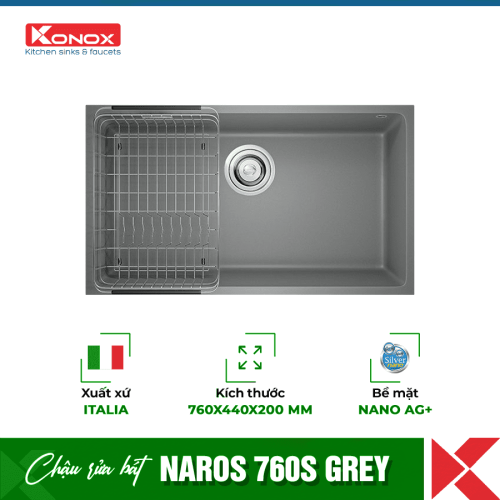 Chậu rửa bát Konox Granite Naros 760S Grey