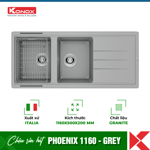 Chậu rửa bát Konox Granite Phoenix 1160 - Grey
