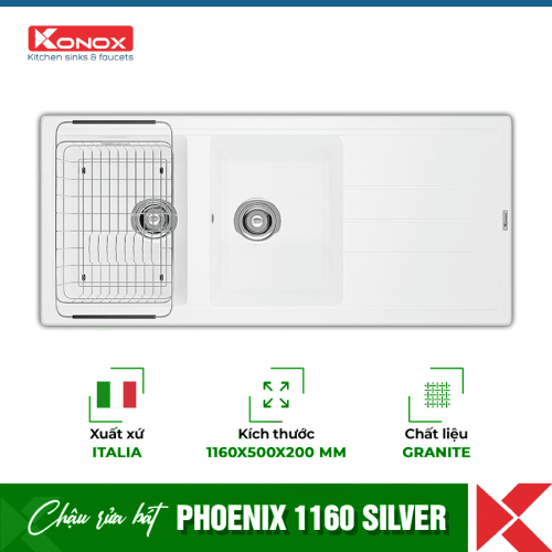 Chậu rửa bát Konox Granite Phoenix 1160 Silver