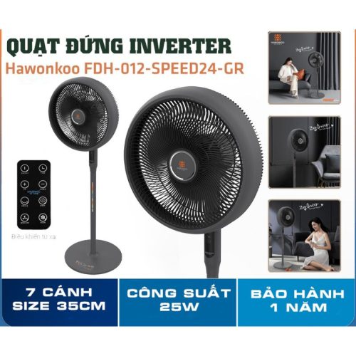 Quạt điện Hawonkoo DC FDH-012-SPEED24-GR 4 chuc nang quat dien hawonkoo dc fdh 012 speed24 gr