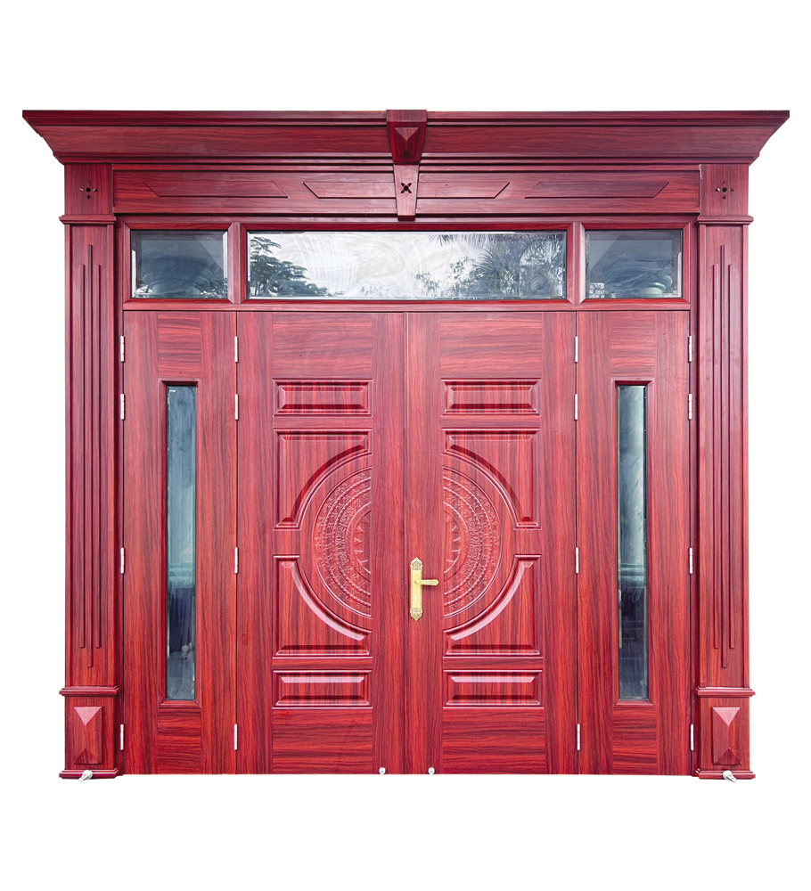 Cửa thép vân gỗ 4 cánh lệch A41-K.H3-K