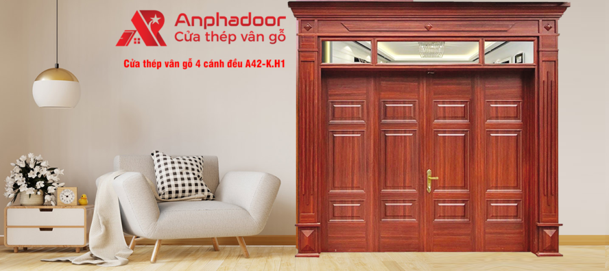 Đặc tính nổi bật cửa thép vân gỗ 4 cánh đều A42-K.H1
