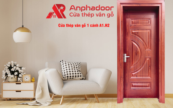 Cửa thép vân gỗ 1 cánh A1.H2
