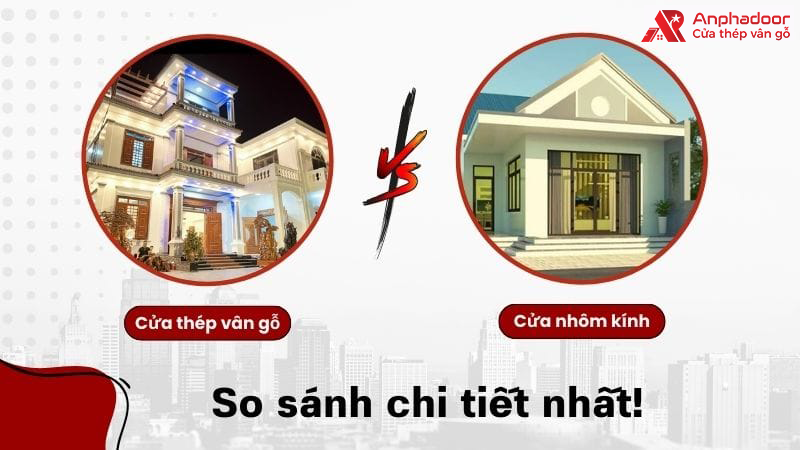 so sanh cua thep van go va cua nhom kinh anphadoor