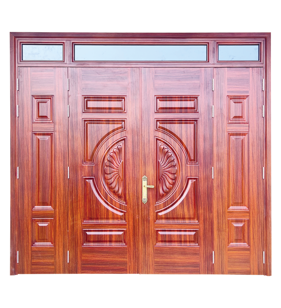 Cửa thép vân gỗ 4 cánh lệch A41-K.H4-H1B