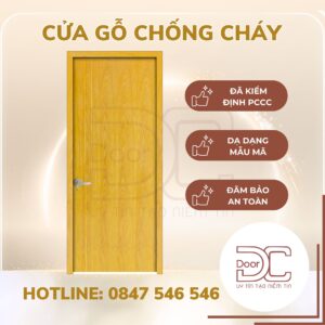 Cửa Gỗ Chống Cháy DC24.GCC-P1R2.MDFVeneer.Ash