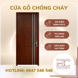 Cửa Gỗ Chống Cháy DC24.GCC-P1R2.MDFVeneer.Camxe