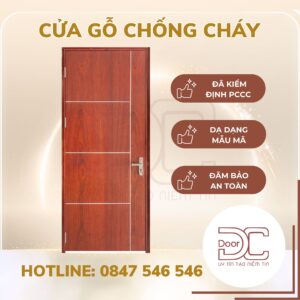Cửa Gỗ Chống Cháy DC24.GCC-P1R4.MDFVeneer.CamXe