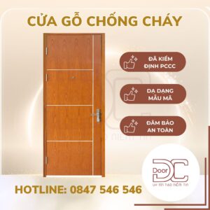 Cửa Gỗ Chống Cháy DC24.GCC-P1R5.MDFVeneer.XoanDao