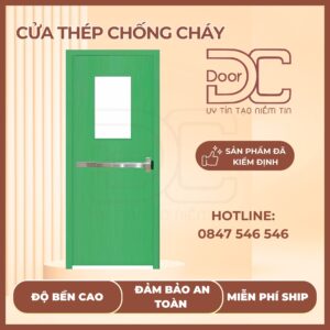 Cửa Thép Chống Cháy DC24.TCC-P1G1.PULL_.XANHLA