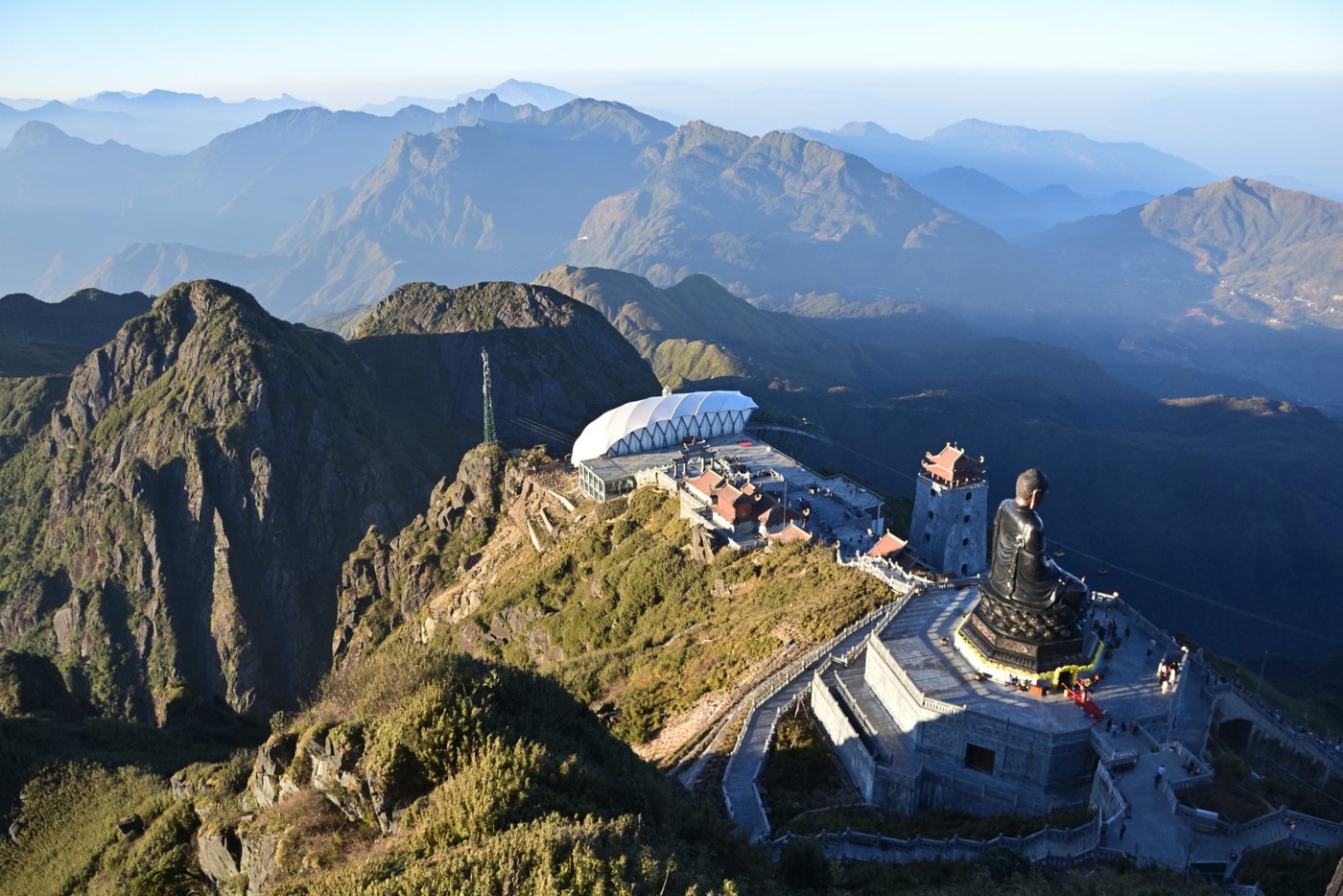 fansipan mountain peak aerial image vietnam