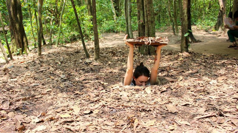 Step back in time on your Saigon to Hanoi tour with a visit to the historic Cu Chi Tunnels