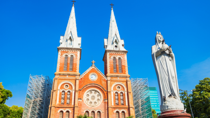 Best time to visit Vietnam Ho Chi Minh City – Notre Dame Cathedral under sunny sky