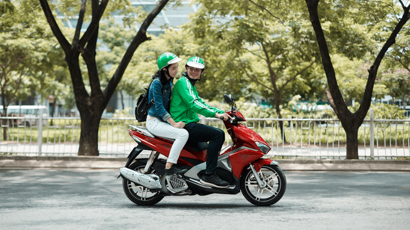 Booking a Grab motorbike ride in Ho Chi Minh City using the app