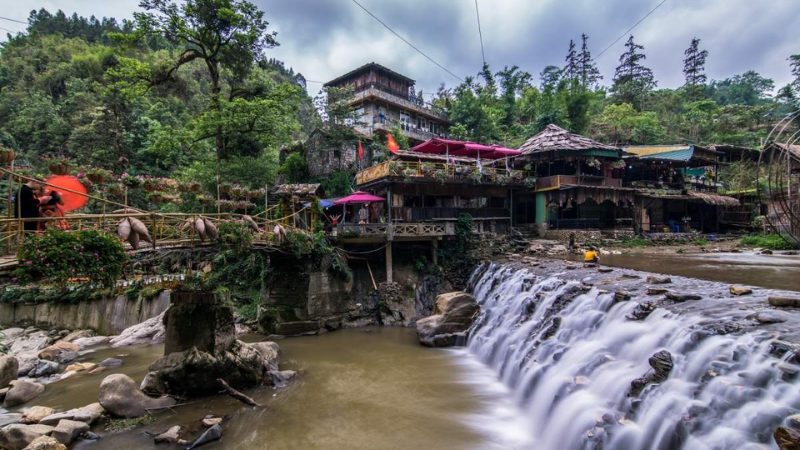 destinations to visit in Sapa Cat Cat Village Black Hmong culture and waterfalls