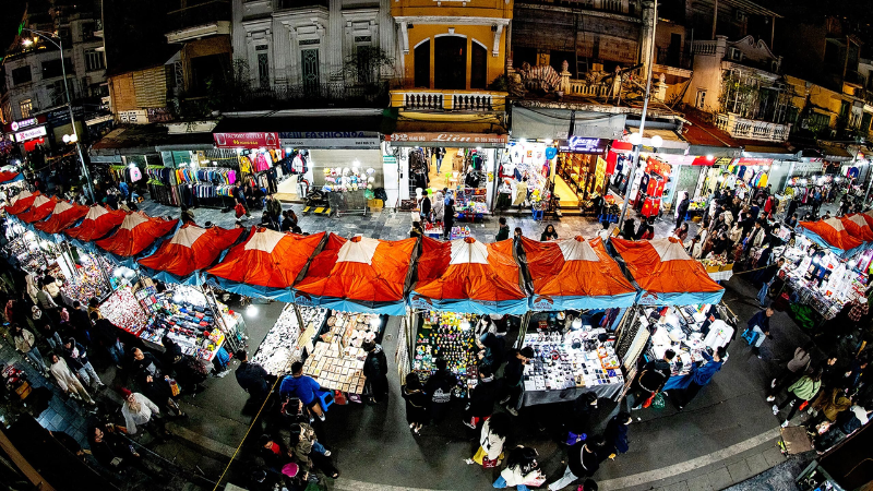 The vibrant Old Quarter Night Market near Hanoi Silk Street
