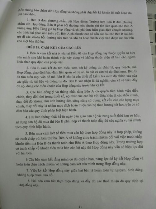 hợp đồng mua bán căn hộ chung cư thanh ha 11