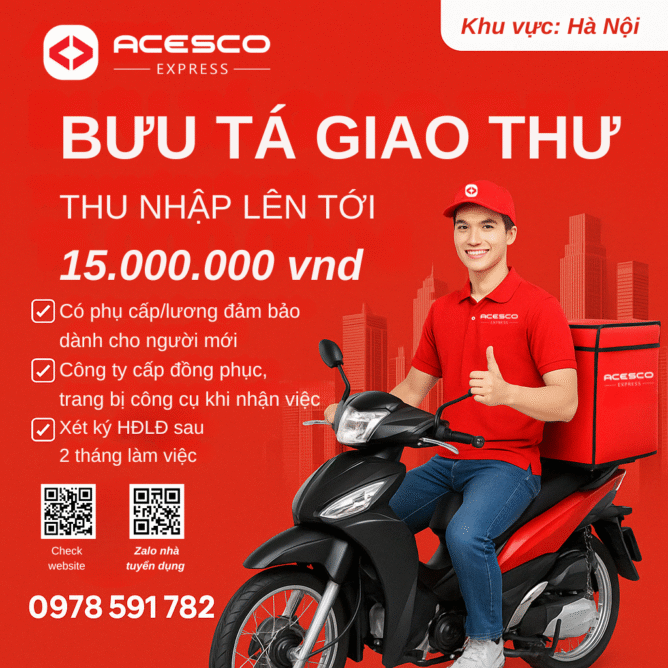Tuyển dụng bưu tá giao thư tại Hà Nội