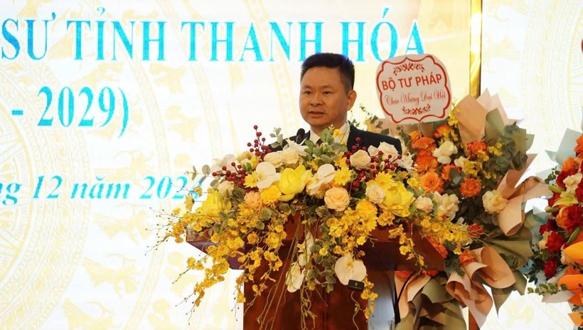 Luật sư Trịnh Ngọc Ninh, Đoàn Luật sư tỉnh Thanh Hóa phát biểu khai mạc đại hội.