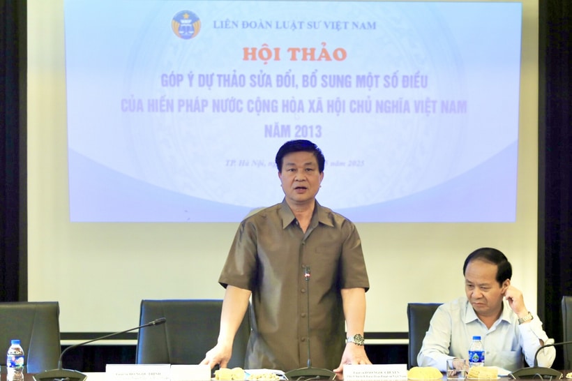 Luật sư, Tiến sĩ Đỗ Ngọc Thịnh, Chủ tịch Liên đoàn Luật sư Việt Nam phát biểu khai mạc hội thảo.