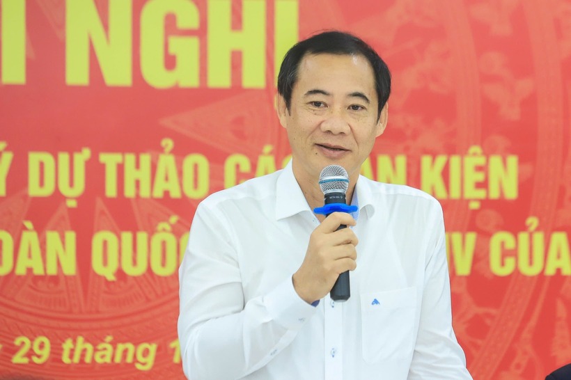HỘI NGHỊ GÓP Ý HOÀN THIỆN DỰ THẢO VĂN KIỆN ĐẠI HỘI XIV 4 Ông Nguyễn Thái Học – Phó Bí thư Đảng ủy Mặt trận Tổ quốc và các đoàn thể Trung ương phát biểu tại Hội nghị. (Ảnh: Hữu Thắng)