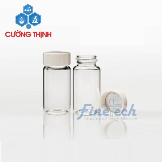 Chai vial thủy tinh V20A, trong suốt 20ml không nắp (Finetech - Đài Loan)