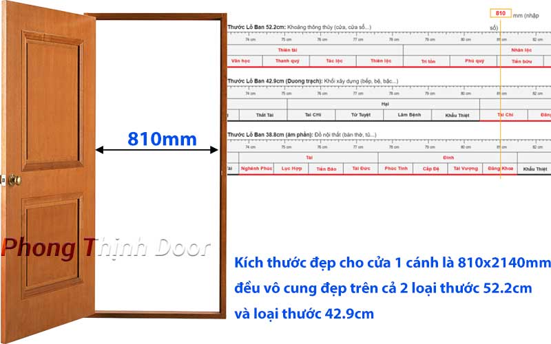 kích thước cửa phòng ngủ 1 cánh