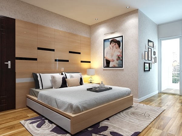 Mẫu giường ngủ gỗ MDF Melamine cao cấp sang trọng