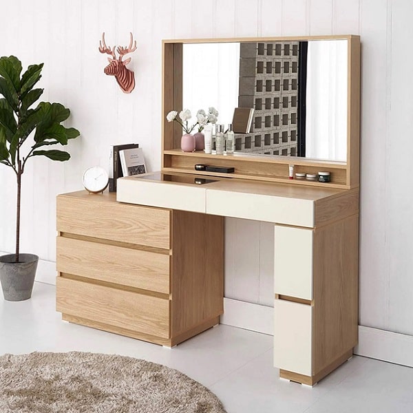 Mẫu bàn trang điểm MDF phủ gỗ Melamine được sử dụng rộng rãi hiện nay